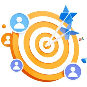 Precise audience targeting and customer segmentation strategy, symbolized by darts hitting a bullseye, offered by the No.1 freelance marketing strategist in Kollam.