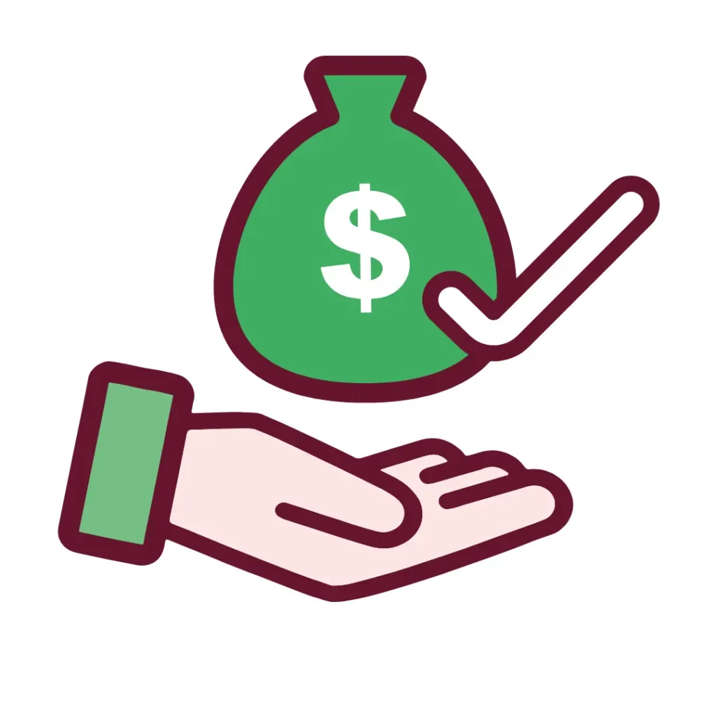 Affordable cost marketing services and high value for money, symbolized by a money bag with a checkmark, from the No.1 freelance marketing strategist in Kollam.